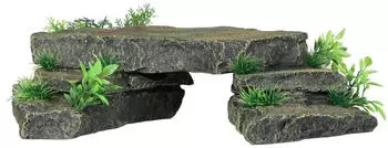 Aquadella Schieferbrücke mit Pflanzen 36 x 21 x 9,5 cm