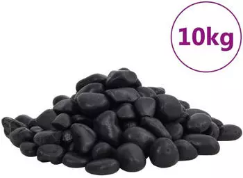 vidaXL Polierte Kiesel 10 kg Schwarz 2-5 cm