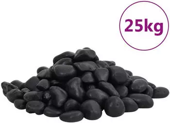 vidaXL Polierte Kiesel 25 kg Schwarz 2-5 cm
