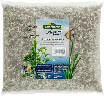 Dehner Aqua Aquarienkies, Farbmix, 5 kg, Schwarz, Weiß, Grau