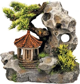 Nobby Aqua Ornaments "Tempel an Klippe" mit Pflanzen (19 x 13 x 17,2 cm)