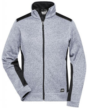James & Nicholson Damen Strick Fleece Jacke JN861 weiß-melange/carbon