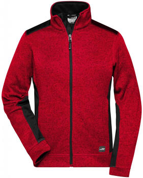 James & Nicholson Damen Strick Fleece Jacke JN861 rot-melange/schwarz