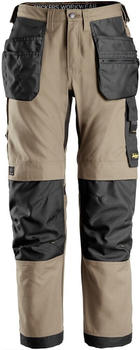 Snickers AllroundWork Canvas+ Stretch Arbeitshose mit Holstertaschen Khaki/Schwarz