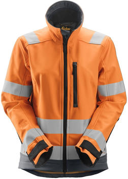 Snickers Damen AllroundWork Hi-Vis Softshell Arbeitsjacke Kl. 2/3 HV-Orange-Stahlgrau