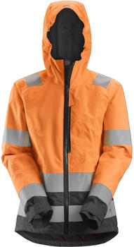 Snickers Damen AllroundWork Hi-Vis wasserdichte Shell Arbeitsjacke Kl. 2/3 HV-Orange-Stahlgrau
