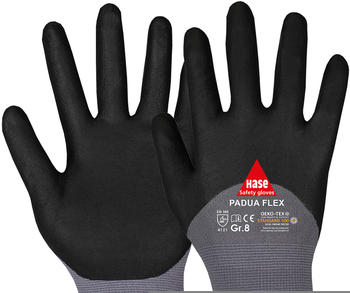 Hase Safety 508155 Padua Flex Nitril-Schutzhandschuhe 3/4 beschichtet grau (10 Paar)