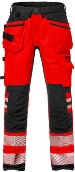 Fristads High Vis Handwerker Stretch-Hose Kl. 2 2707 PLU Warnschutz-Rot/Schwarz