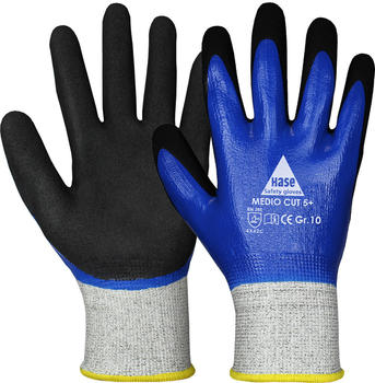 Hase Safety 508450 Medio Cut 5+ Schnittschutzhandschuhe Level C blau (10 Paar)