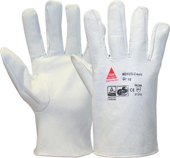 Hase Safety 406000 Mexico-Z Short Ziegennappaleder-Schutzhandschuhe weiß (10 Paar)