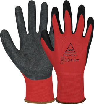Hase Safety 508610R SuperFlex Red Latex-Schutzhandschuhe rot (10 Paar)
