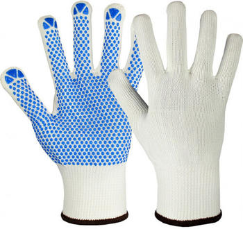 Hase Safety 507555 Namur Baumwoll-Schutzhandschuhe mit PVC-Noppen weiß (12 Paar)