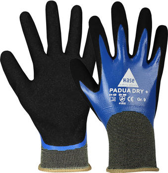 Hase Safety 508680 Padua Dry + Nitril-Schutzhandschuhe vollbeschichtet blau (10 Paar)
