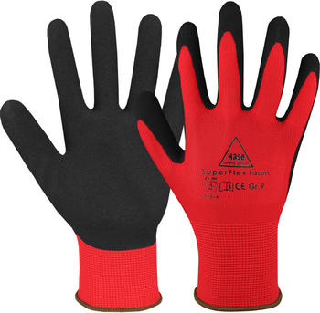 Hase Safety 508615 SuperFlex Foam Latexschaum-Schutzhandschuhe rot (10 Paar)