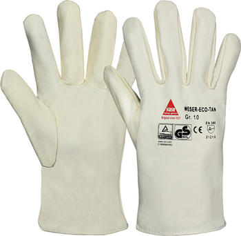 Hase Safety 6522027 Driver Eco-Tan Ziegenleder-Schutzhandschuhe allergikergeeignet schwarz (10 Paar)