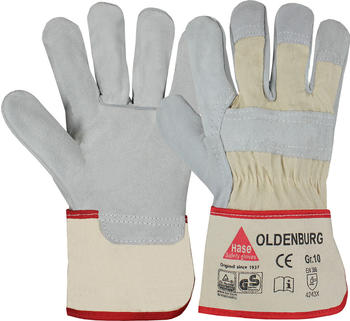 Hase Safety 212100 Oldenburg Rindspaltleder-Schutzhandschuhe beige/grau (12 Paar)