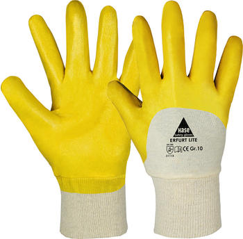 Hase Safety 901400 Erfurt Lite Nitril-Schutzhandschuhe 3/4-beschichtet gelb (12 Paar)
