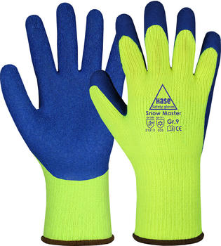 Hase Safety 508630 Snow Master Latex-Kälteschutzhandschuhe blau/gelb (10 Paar)