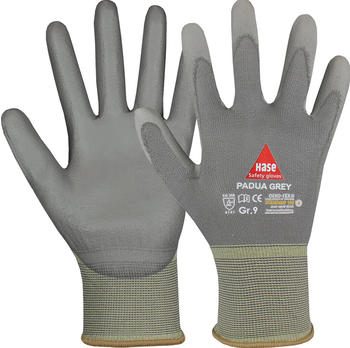 Hase Safety 508100 Padua Grey PU-Schutzhandschuhe teilbeschichtet grau (10 Paar)