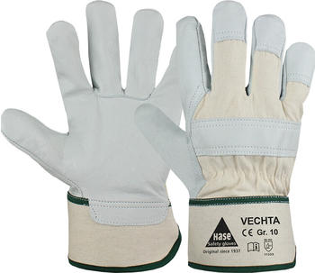 Hase Safety 290950 Vechta Narbenleder-Schutzhandschuhe beige/grau (12 Paar)