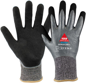 Hase Safety 508555 Genua Dry + Schnittschutzhandschuhe Level F grau (10 Paar)