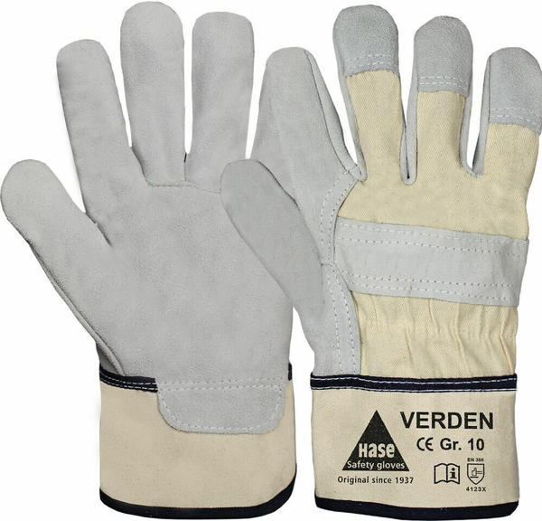Hase Safety 211400 Verden Rindspaltleder-Schutzhandschuhe beige/grau (12 Paar)