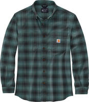 Carhartt Rugged Flex Relaxed Fit Midweight Flannel Long-sleeve Plaid Shirt sea pine