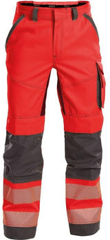 Snickers Sommer Warnschutzhose mit Kniepolstertaschen Odessa PESCO70 Neonrot/Zementgrau/Kurz