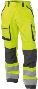Leiber Warnschutzhose mit Kniepolstertaschen Chicago PESCO74 Neongelb/Zementgrau/Kurz