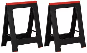 vidaXL Arbeitsb&ouml;cke klappbar 2 Stk. Polypropylen 350kg schwarz/rot (152104)