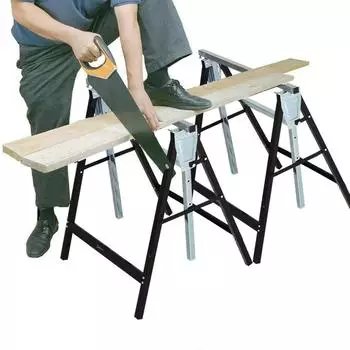 DURHAND Sägebock höhenverstellbar, faltbar, Metall, schwarz (80-130cm)