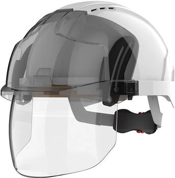 JSP Protection EVO VISTAshield Schutzhelm mit Visier weiß/Smoke belüftet (AMD170-005-F00)