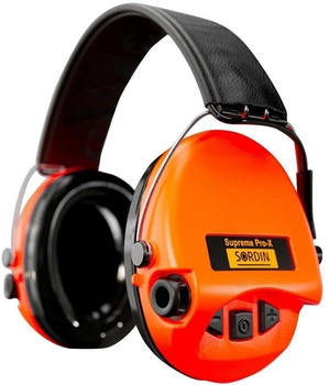 Sordin Supreme Pro-X Gehörschutz orange mit schwarzem Lederkopfband (75302-X/L-14-S)