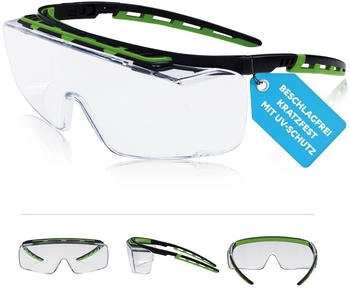 Fitzner Kubik Schutzbrille EN 166 EN 170 schwarz/gr&uuml;n, klare Scheibe (9930)