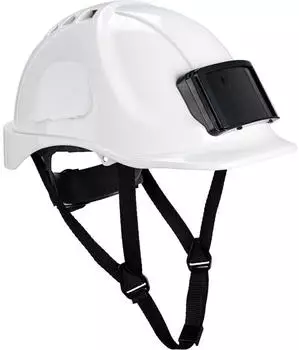 Portwest Endurance Schutzhelm mit Ausweishalter 4-Punkt-Kinnriemen, Weiß (PB55WHR)