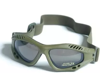 Mil Tec Commando Brille Air Pro Taktische Schutzbrille Rauchglas Olive (15615301)