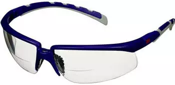 3M Solus 2000 Schutzbrillen-Serie blau/graue B&uuml;gel Anti-Fog-/Antikratz-Beschichtung transparente Scheibe Lesest&auml;rke +1,5 S2015AF-BLU 20 pro Packung