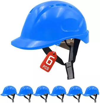 Tacklife Schutzhelm EN397 blau, 52-66cm verstellbar, 6er-Pack (MBU-GM16-BLU6)