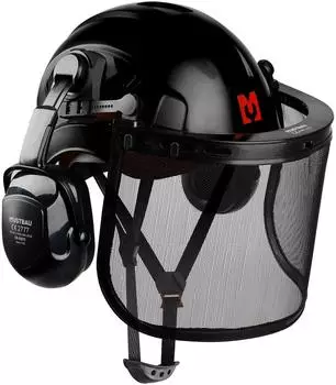 Tacklife Schutzhelm mit Geh&ouml;rschutz und Netzvisier, schwarz (PA-H2VBE90011B)