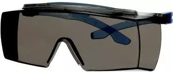 3M SecureFit 3700 Überbrille, blaues Gestell, graue Scheibe, Antibeschlag/Antikratz (SF3702XSGAF-BLU)