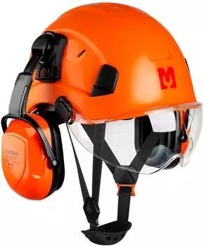 Tacklife Forsthelm EN397 mit Kapselgeh&ouml;rsch&uuml;tzer und Visier, ABS, orange