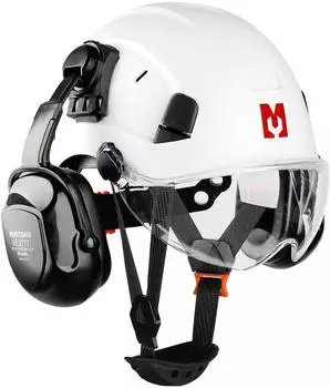 Tacklife Sicherheitshelm-Set EN397 mit Ohr- und Gesichtsschutz, ABS (PA-HSE90011W)