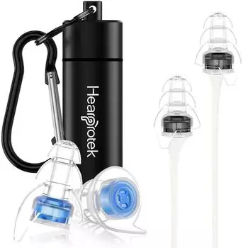 LuxusKollektion Konzert-Ohrst&ouml;psel, 2 Paar, wiederverwendbar, blau/schwarz, mit Aluminium-Etui