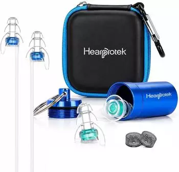 LuxusKollektion Geh&ouml;rschutz-Ohrst&ouml;psel mit austauschbaren Filtern, himmelblau, Alubeh&auml;lter
