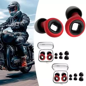 LuxusKollektion Motorrad-Ohrstöpsel Windgeräusche, Silikon, 4 Größen XS-L, 2 Paar, rot