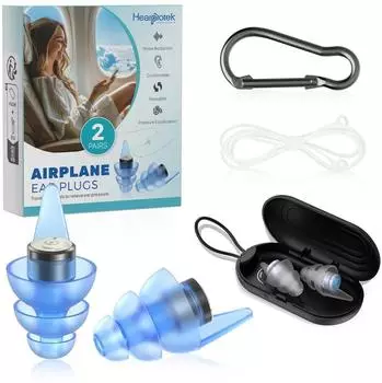 LuxusKollektion Flugzeug-Ohrstöpsel Druckausgleich 24dB, 2 Paar Silikon