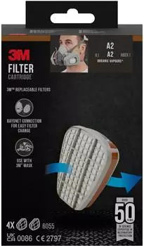 3M Atemschutzfilter 6055 A2, 4 Paar (7100330416)