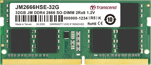 Transcend TS2666HLE-32G DDR4 2枚　メモリー Transcend デスクトップ用メモリ 32GB DDR4-2666 PC4-21300 U