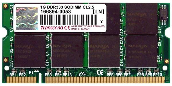 Transcend 1GB SO-DIMM DDR PC-2700 (TS128MSD64V3A)