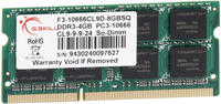 G.Skill 4GB SO-DIMM DDR3 PC3-10600 (F3-10666CL9S-4GBSQ) CL9
